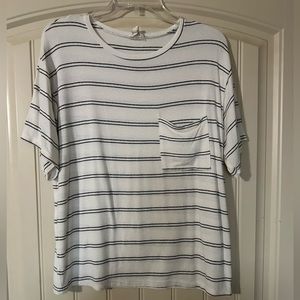 White shirt with black thin strips
